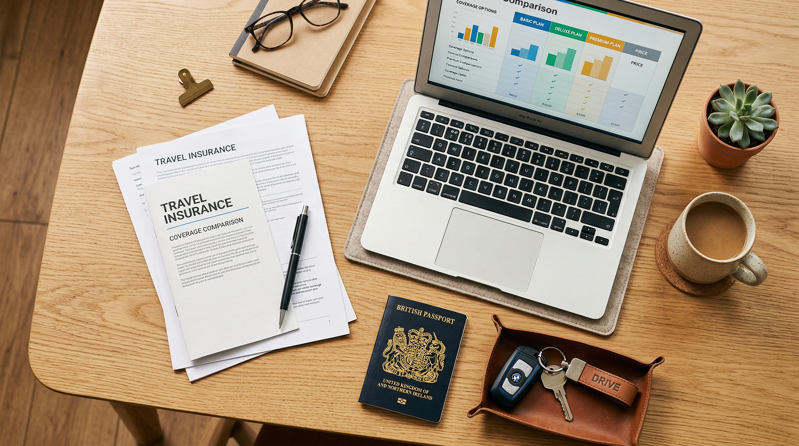 Insurance documents on desk